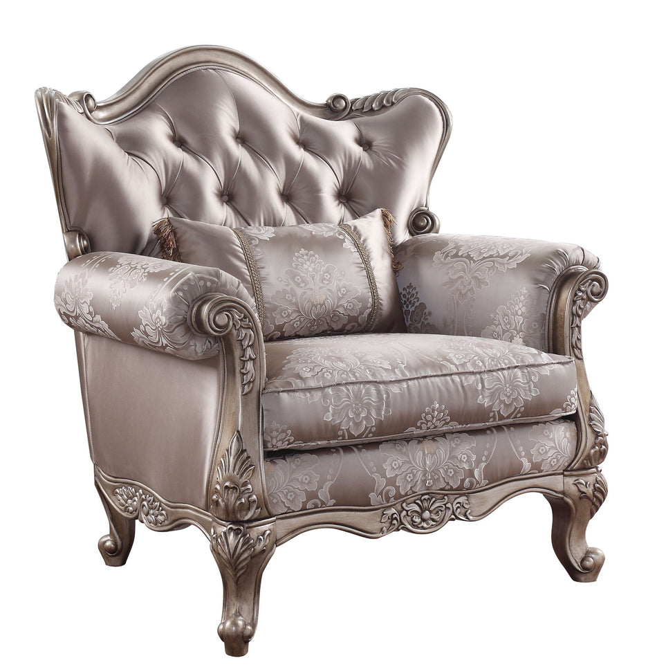 Jayceon - Chair With Pillow - Fabric & Champagne