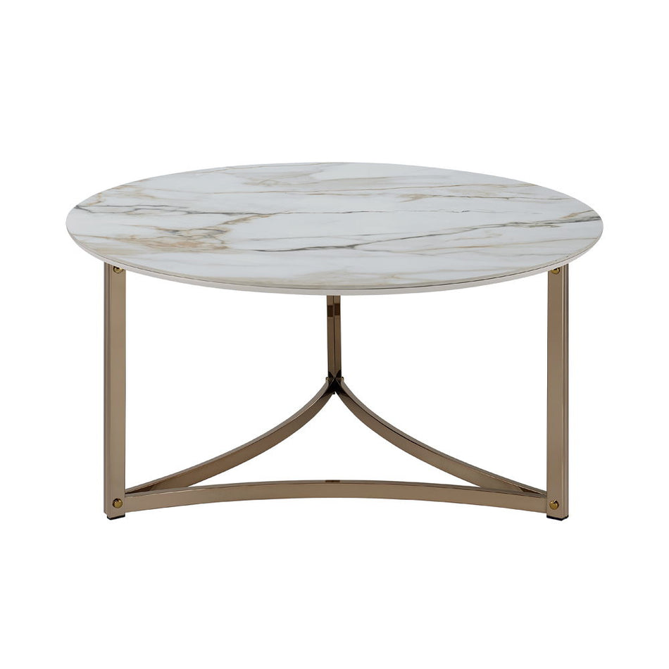 Zaidee - Round Coffee Table - Sintered Stone & Champagne