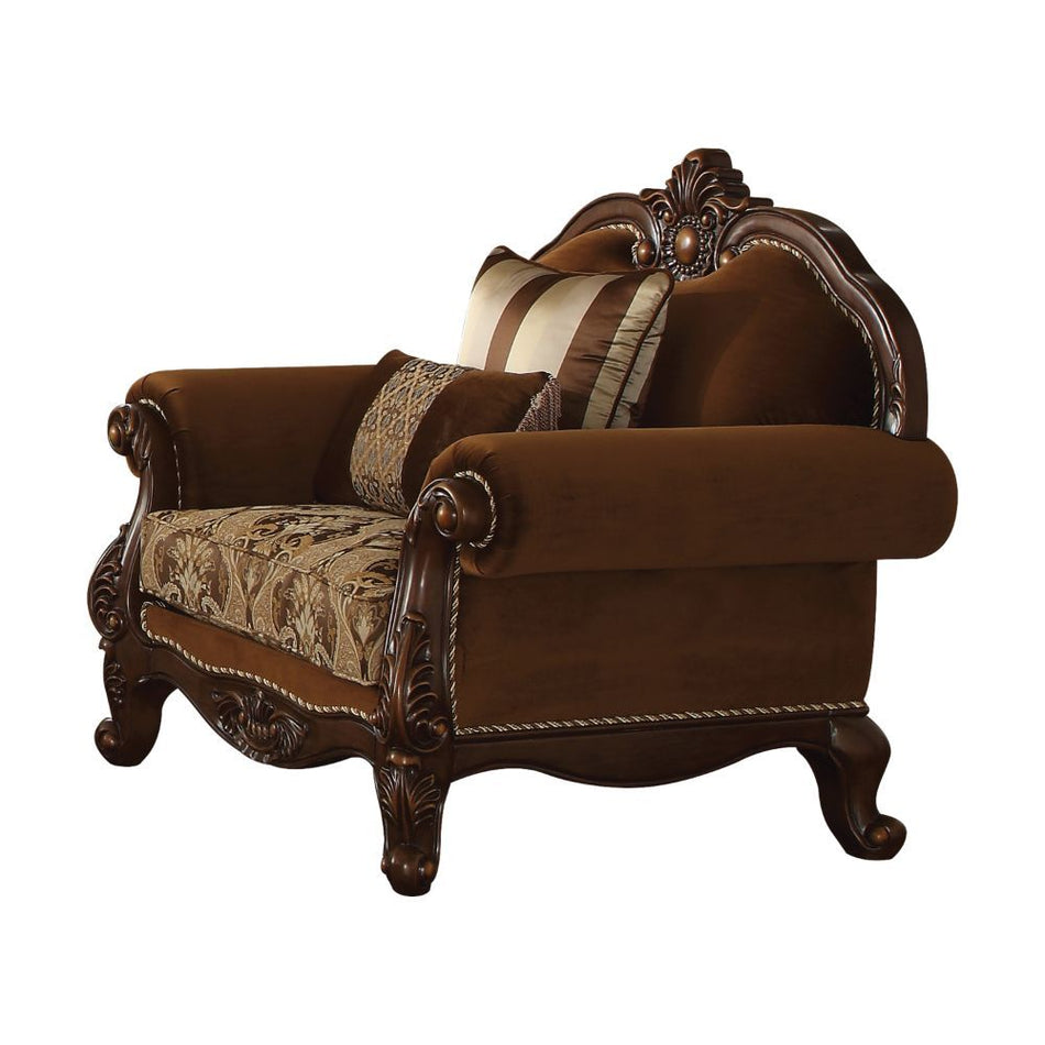 Jardena - Chair With 2 Pillows (Same Lv01593) - Pattern Fabric & Cherry Oak