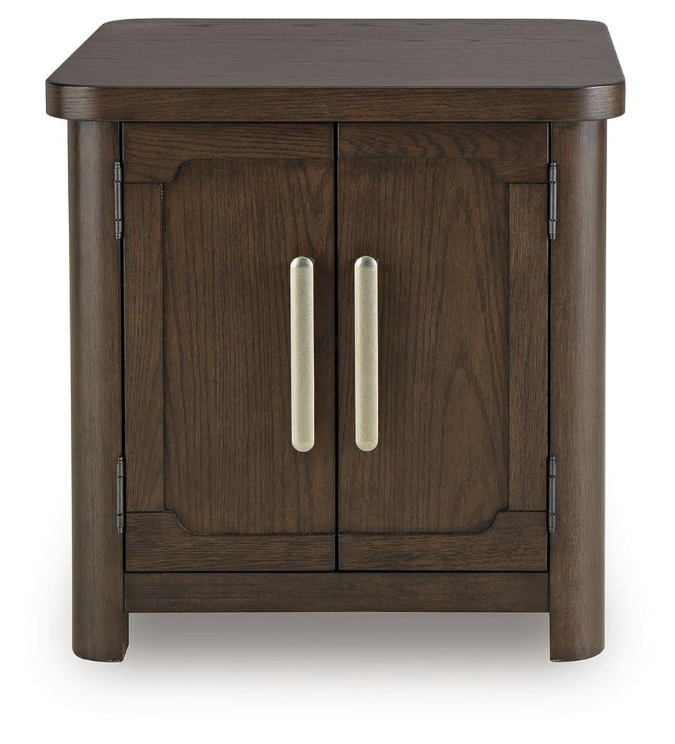 Breckington - Rectangular 2-door End Table - Dark Brown