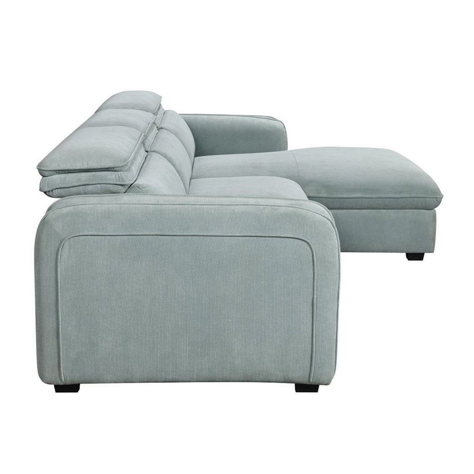 Zavala - Sectional Sofa With Sleeper & Storage - Light Green Chenille
