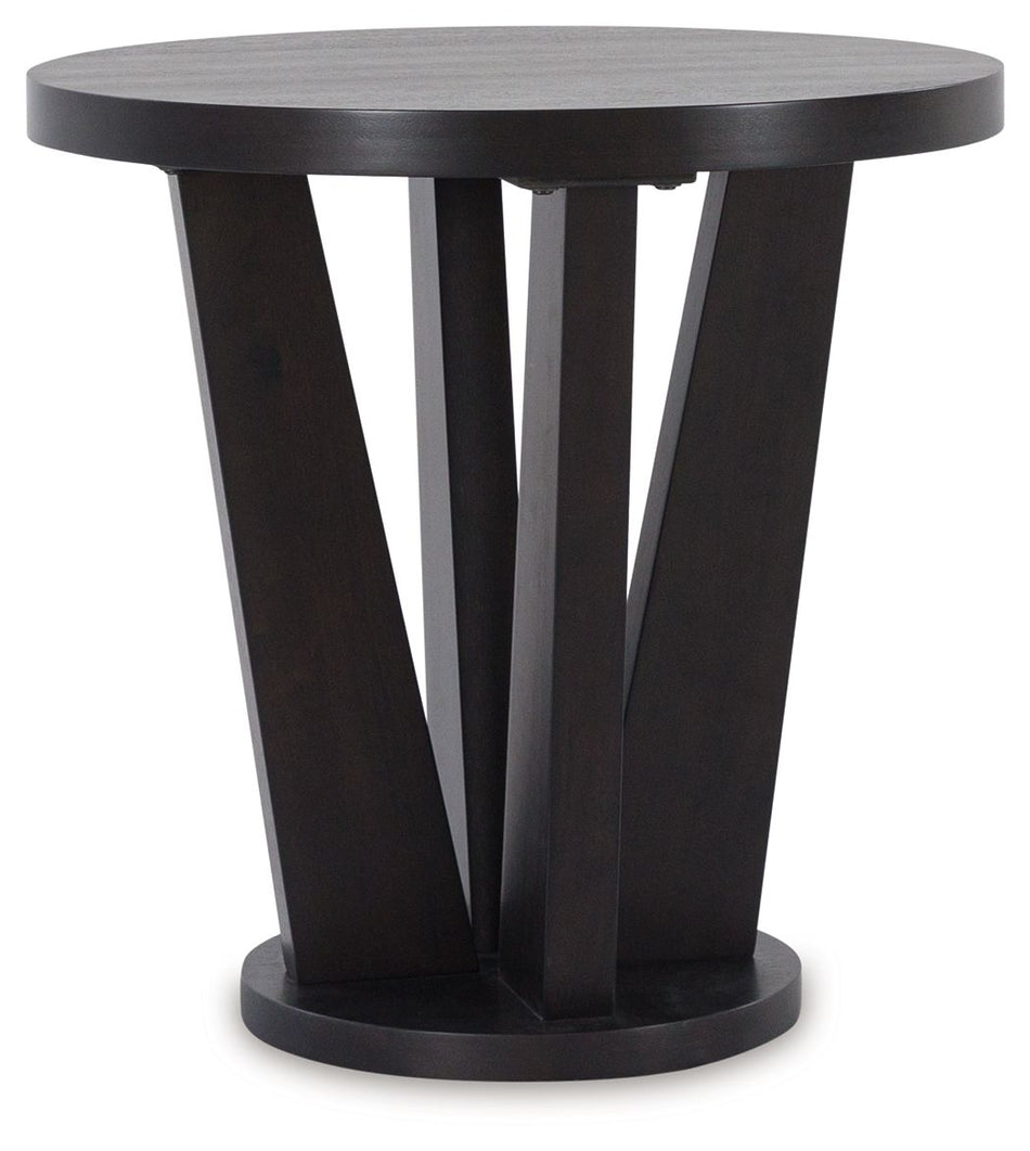 Chasinfield - Round End Table - Dark Brown