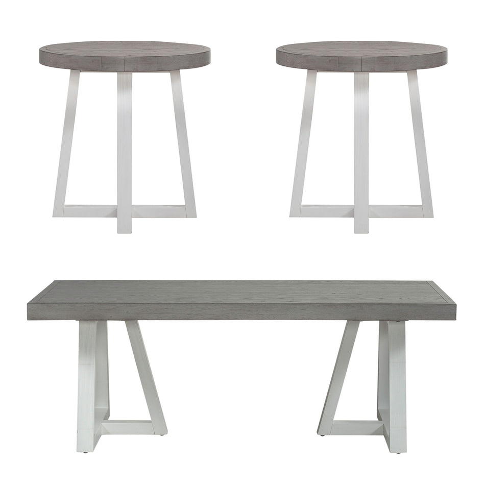Palmetto Heights - 3 Piece Table Set (1 Cocktail 2 End Tables) - White