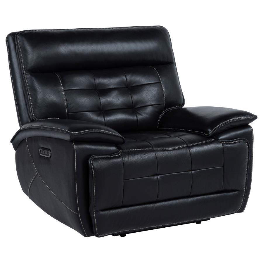 Hewitt - Leather Upholstered Dual Power Recliner Chair - Black