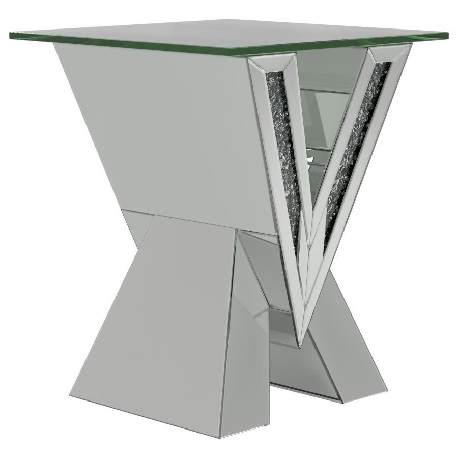 Taffeta - Glass Top Mirrored Acrylic Table