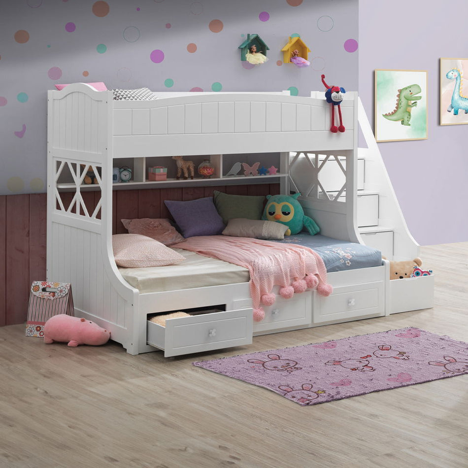 Meyer - Twin Over Full Bunk Bed With Storage - White