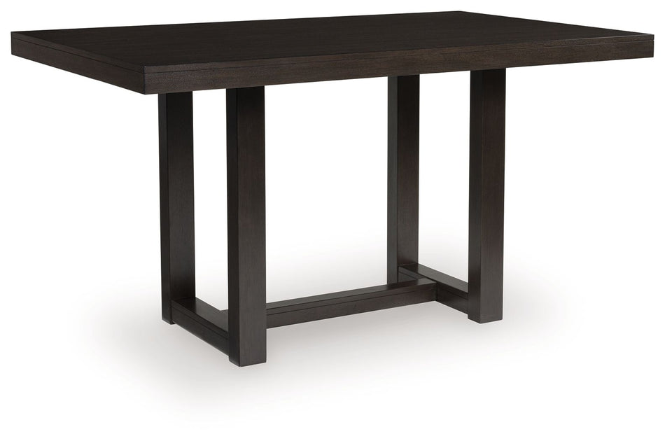 Neymorton - 5 Pc. - Rectangular Dining Room Counter Table, 4 Barstools - Dark Grayish Brown