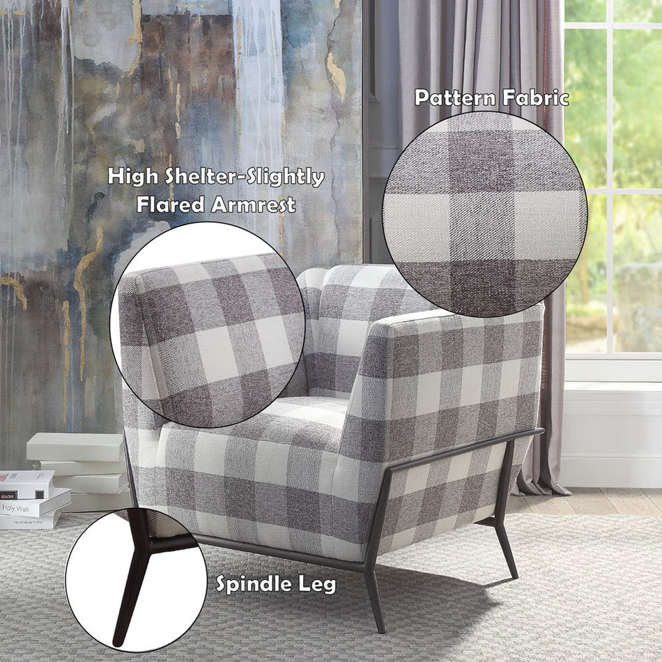 Niamey II - Accent Chair - Pattern Fabric & Metal Frame Black
