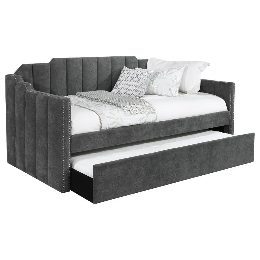 Kingston - Upholstered Twin Daybed With Trundle - Charcoal