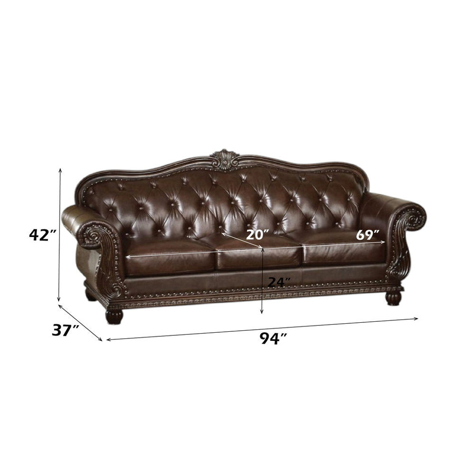 Anondale - Sofa - Espresso Top Grain Leather Match & Cherry