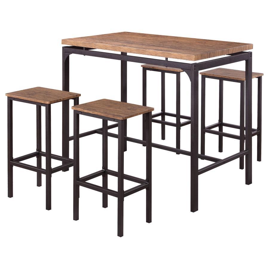 Santana - 5 Piece Pub Height Bar Table Set - Weathered Chestnut