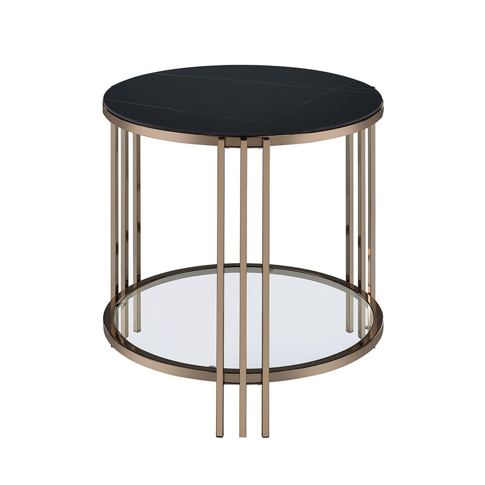 Zaidee - End Table - Sintered Stone & Champagne