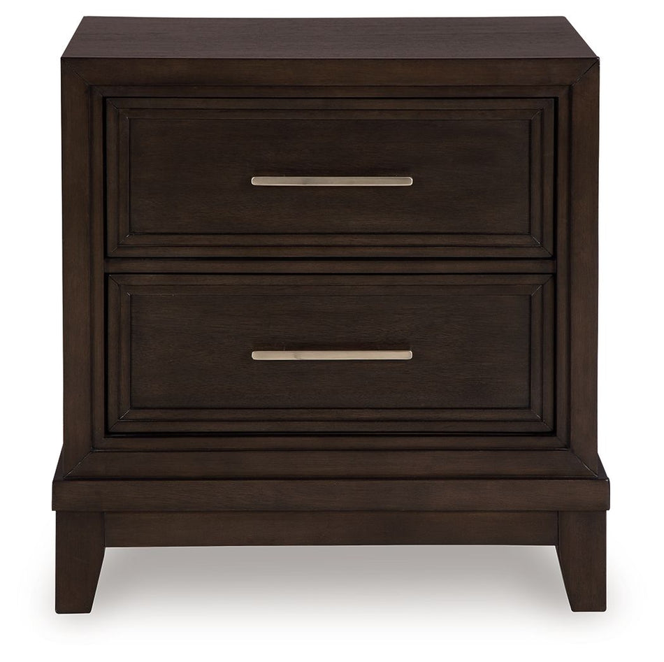 Neymorton - Two Drawer Night Stand - Dark Grayish Brown