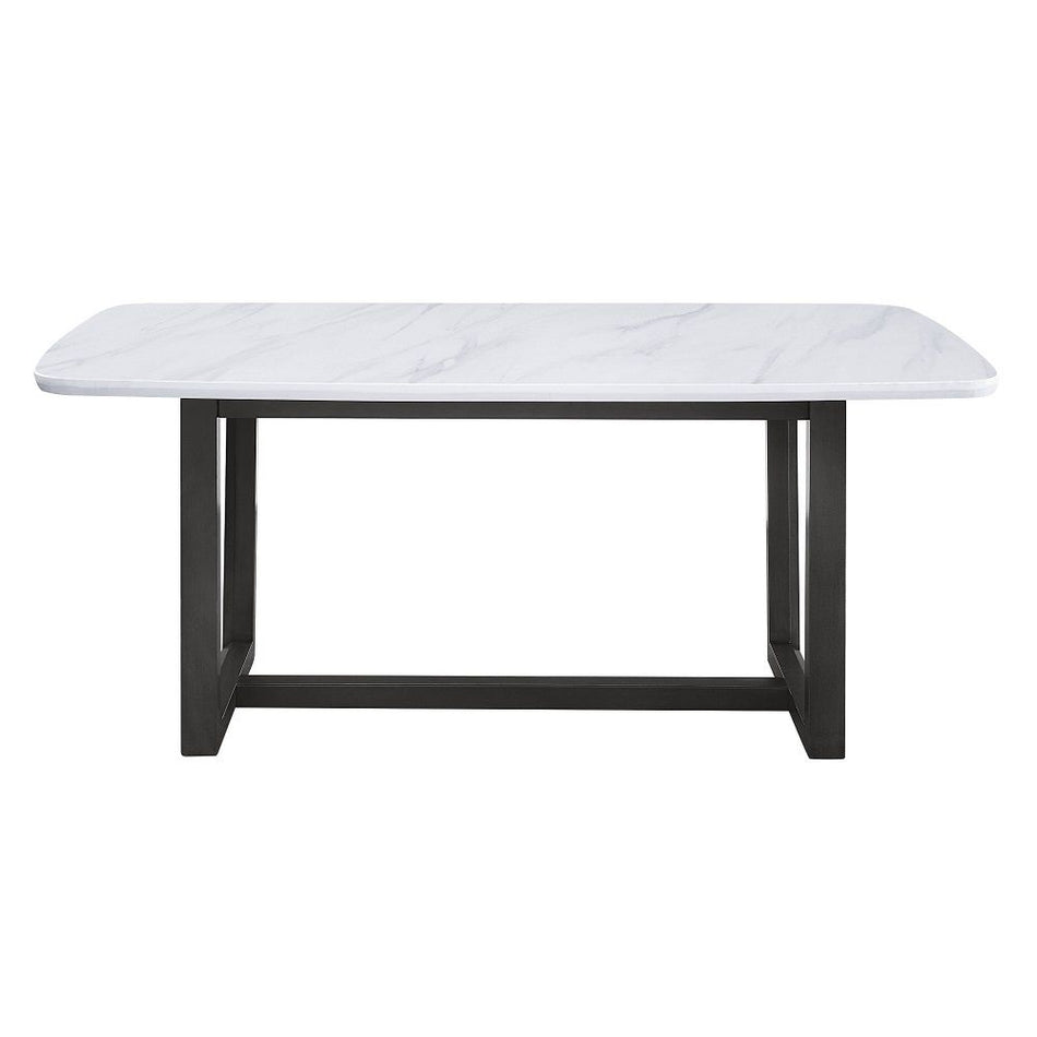 Madan - Dining Table With Marble Top - Marble Top & Weathered Gray