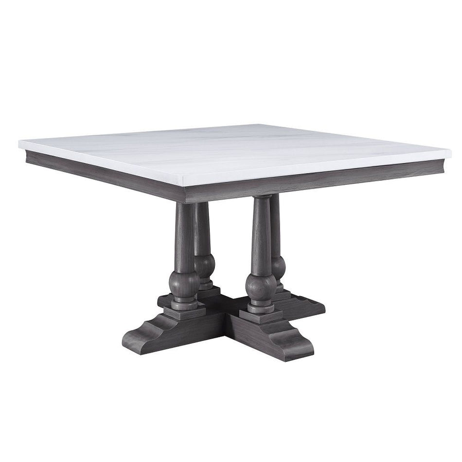 Yabeina - Square Dining Table - Marble Top Top & Gray Oak