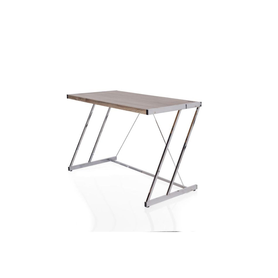 Finis - Writing Desk With USB - Weathered Oak & Chrome