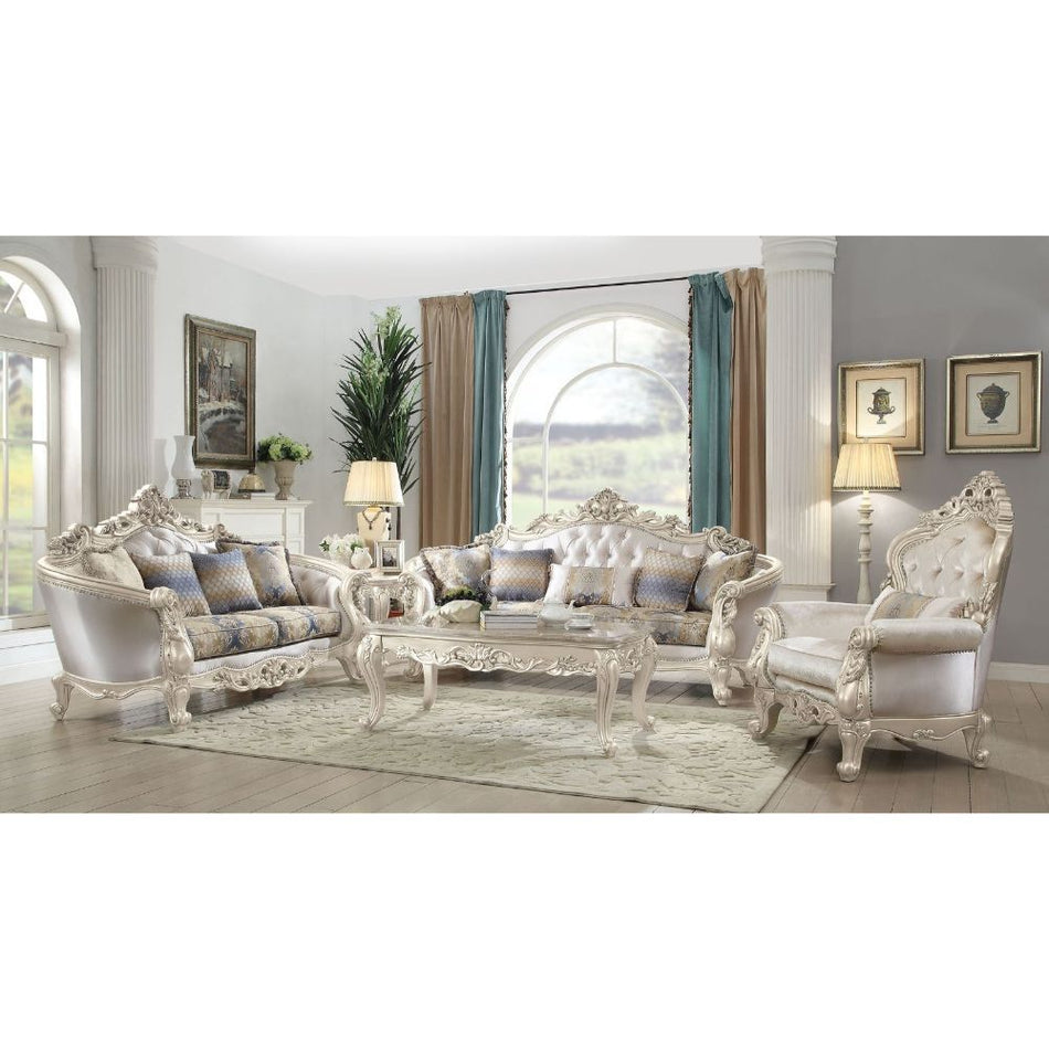 Gorsedd - Sofa With 5 Pillows - Fabric & Golden Ivory
