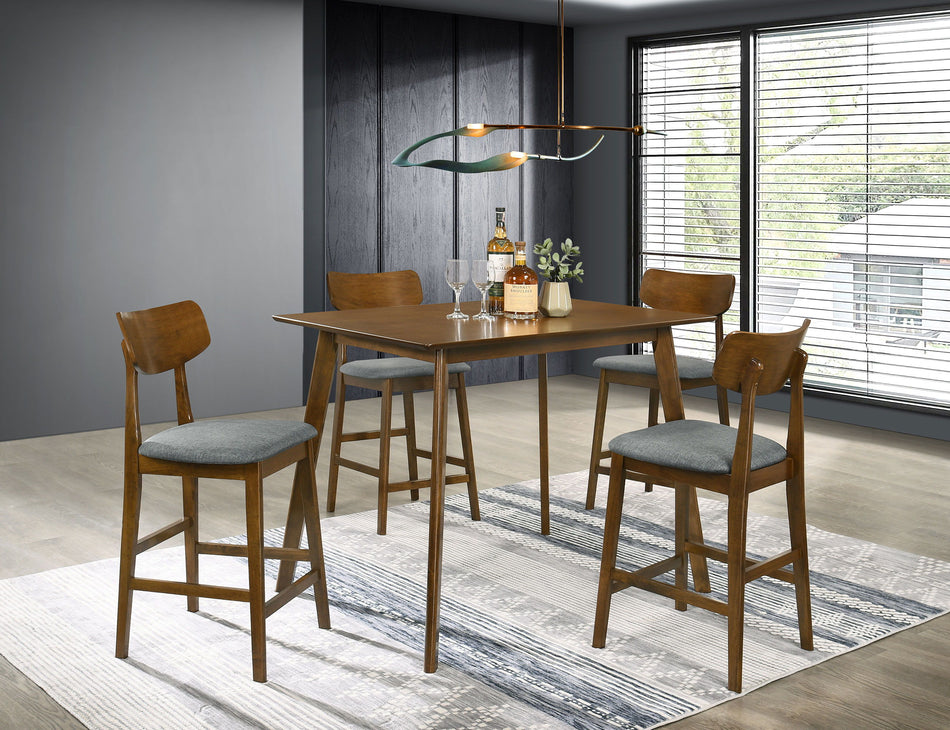 Robbie - 5 Piece Counter Height Dining Set - Walnut