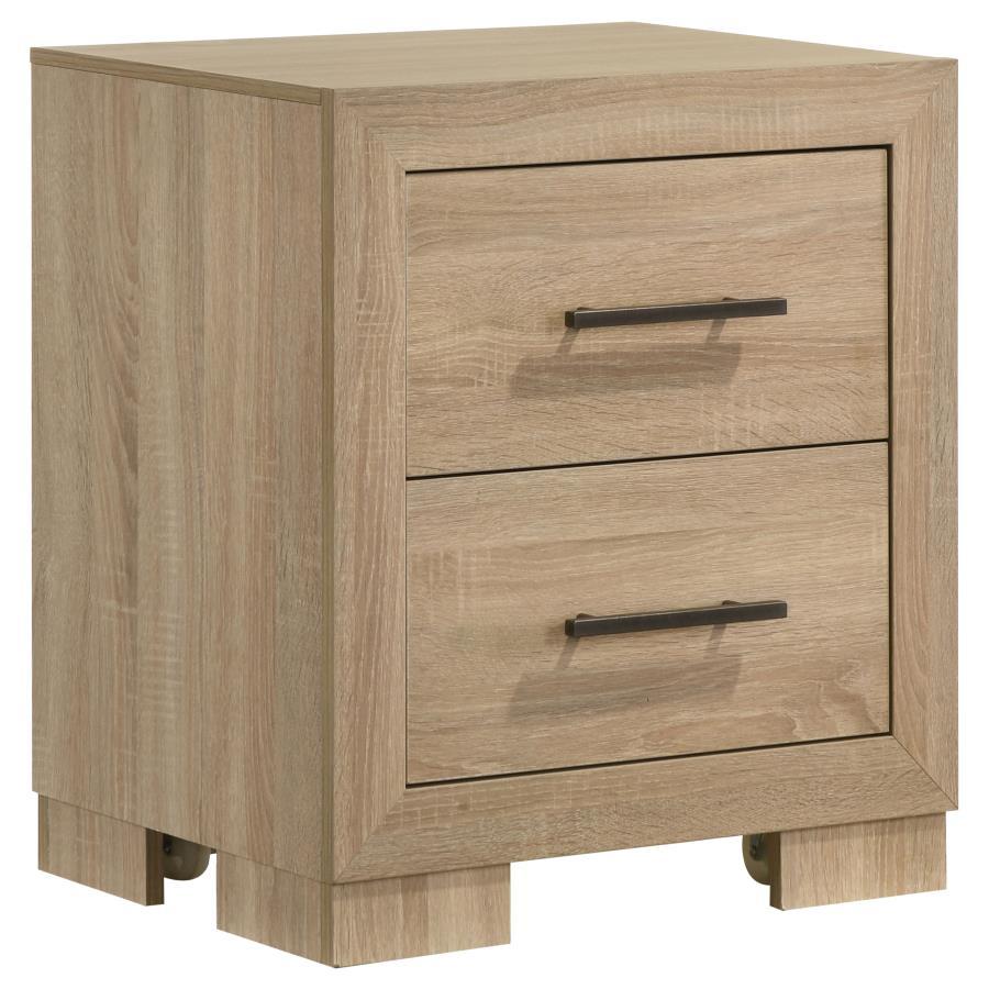 Arielle - 2-Drawer Bedroom Nightstand With Casters - Light Oak
