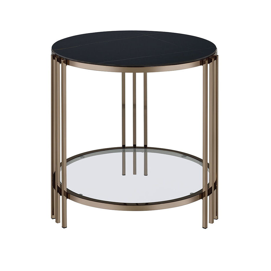 Zaidee - End Table - Sintered Stone & Champagne