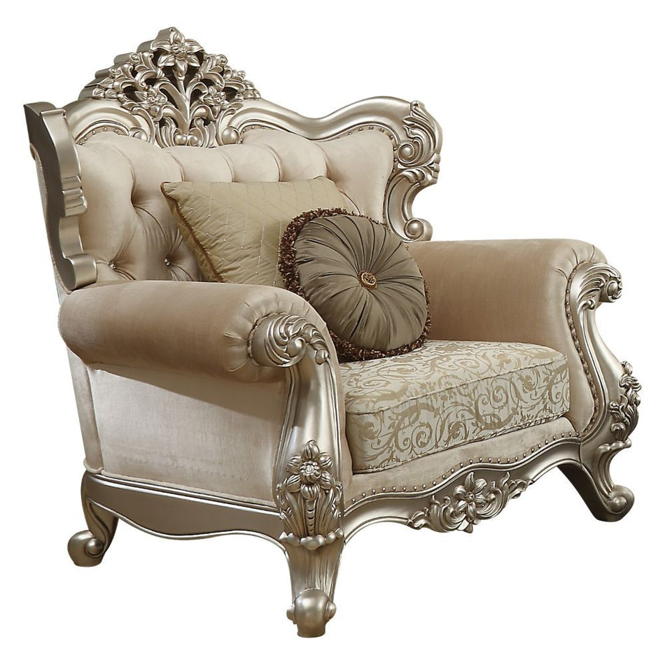 Bently - Chair With 2 Pillows (Same Lv01581) - Fabric & Champagne
