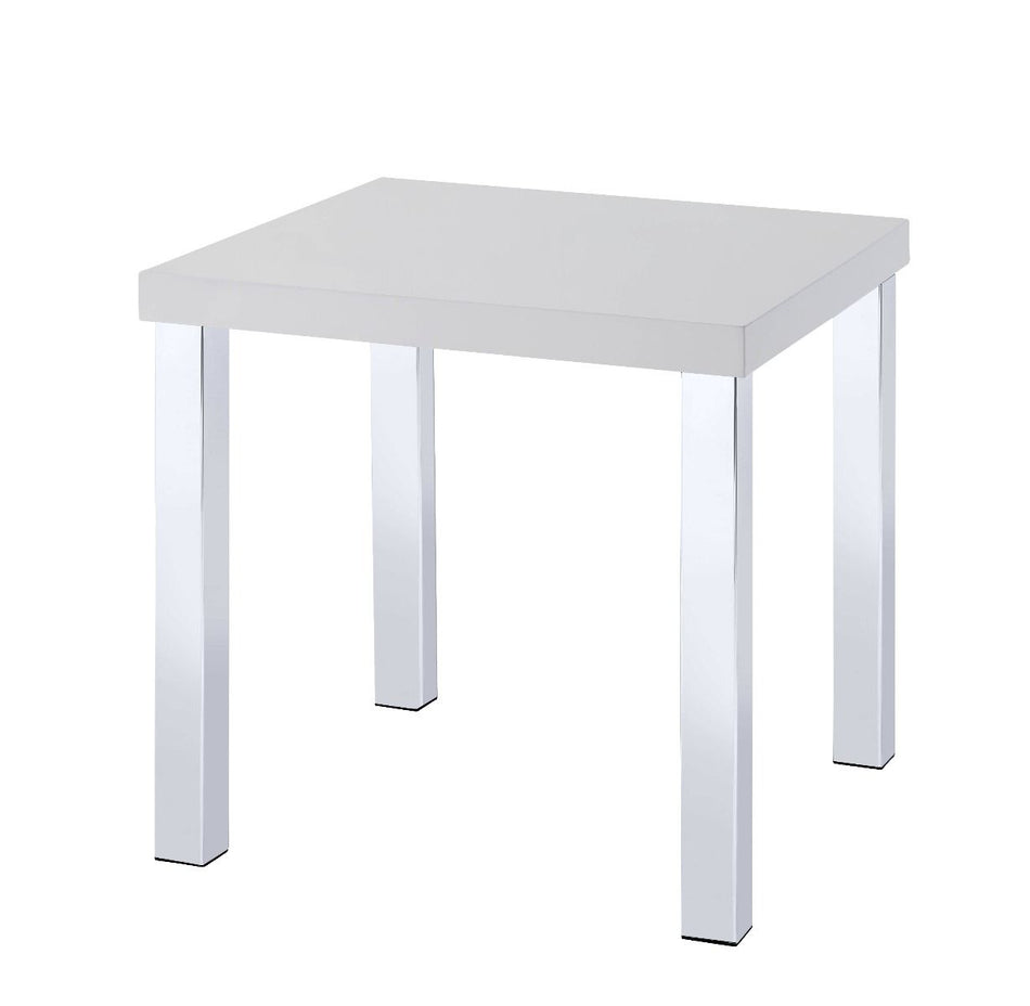 Harta - End Table - White High Gloss & Chrome