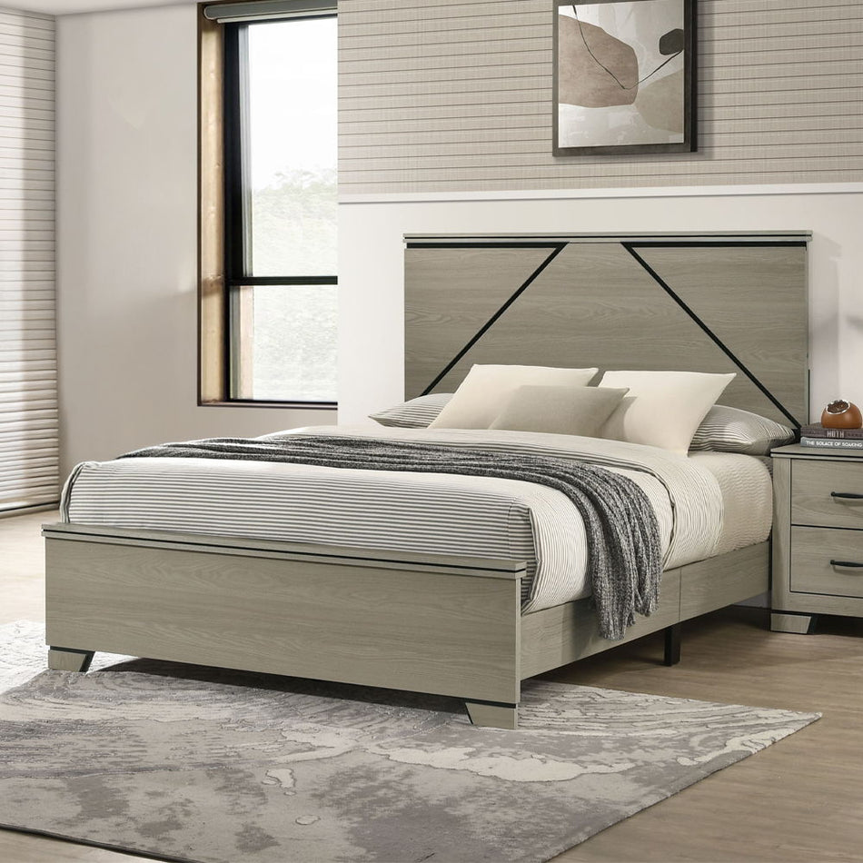 Joanna - Queen Bed With LED - Weathered Gray
