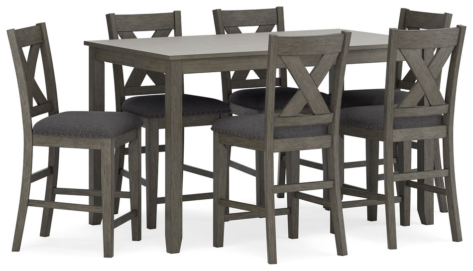 Caitbrook - Rect Drm Counter Table Set (Set of 7) - Gray