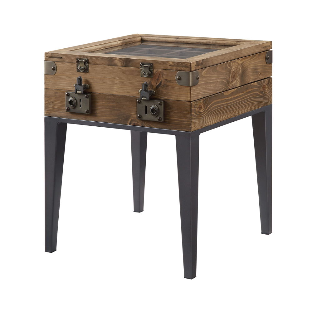 Mesa auxiliar Kolin en roble rústico y gris mate