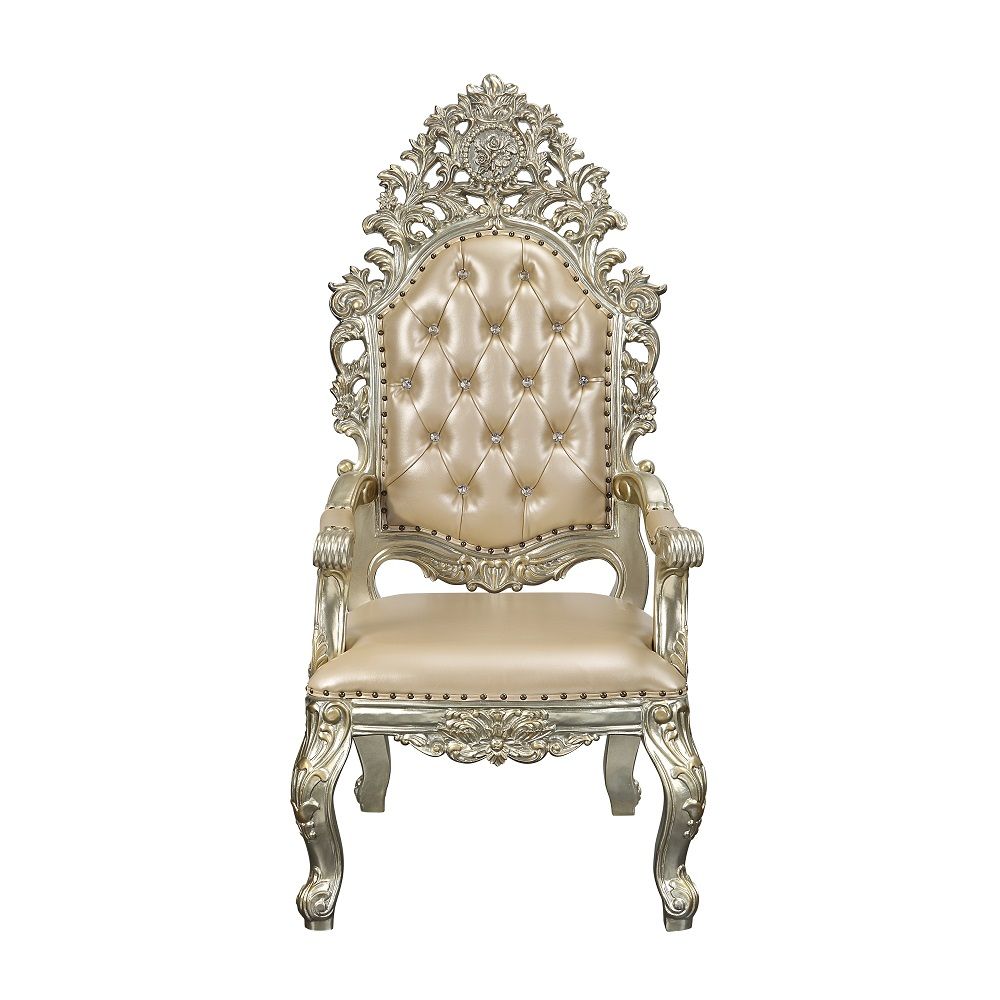 Sorina - Arm Chair (Set of 2) - Synthetic Leather & Antique Gold
