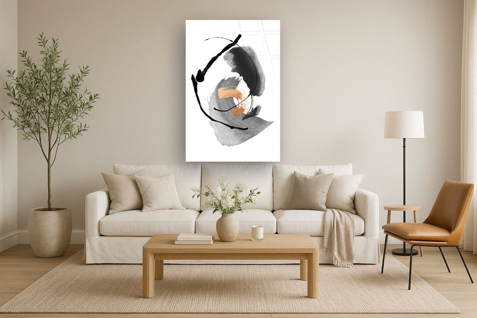 Temp Glass With Foil - Abstract Black / Pink / White 1 - Dark Gray