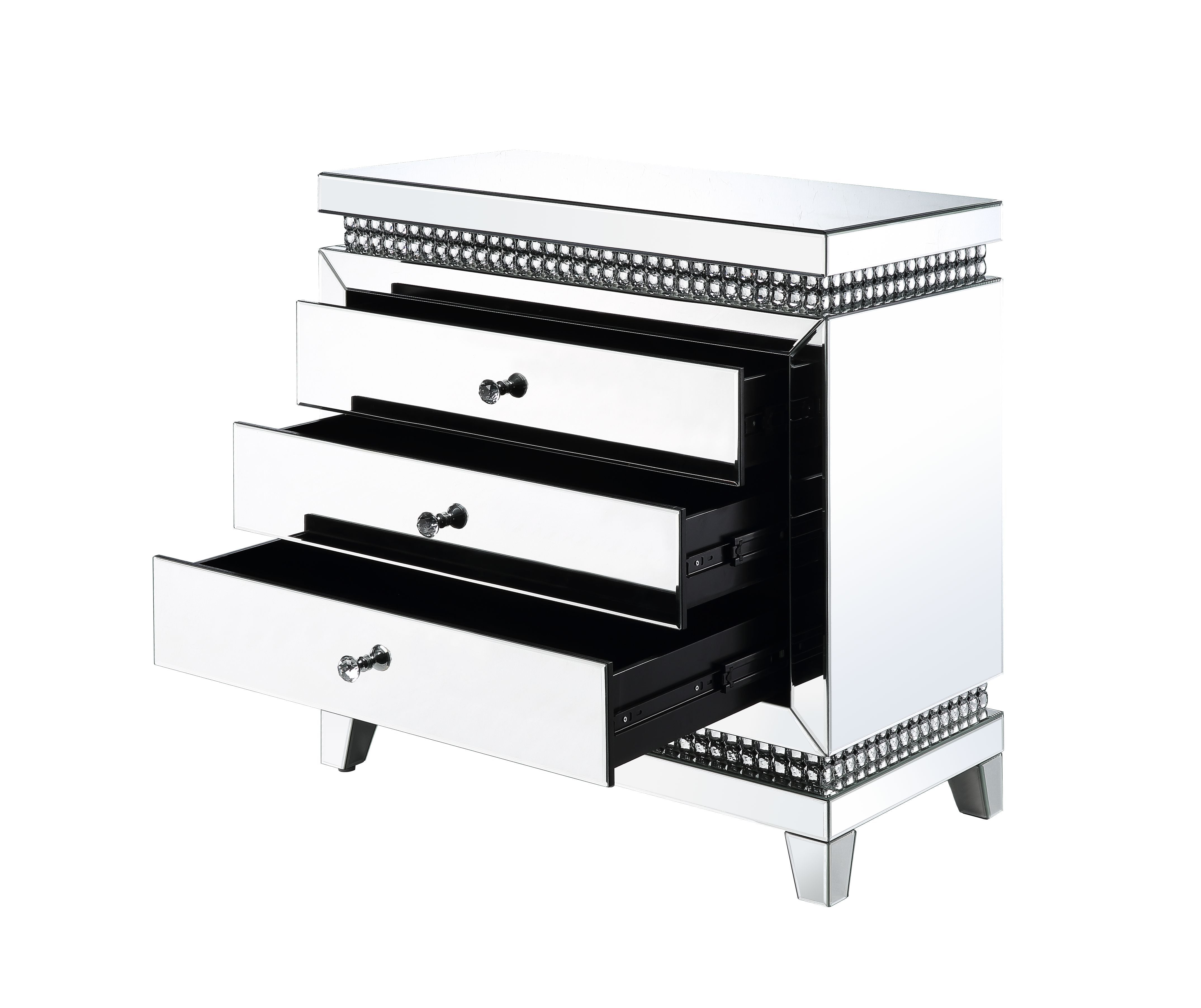 Mesa auxiliar Lotus con espejo y cristales de imitación, 32"