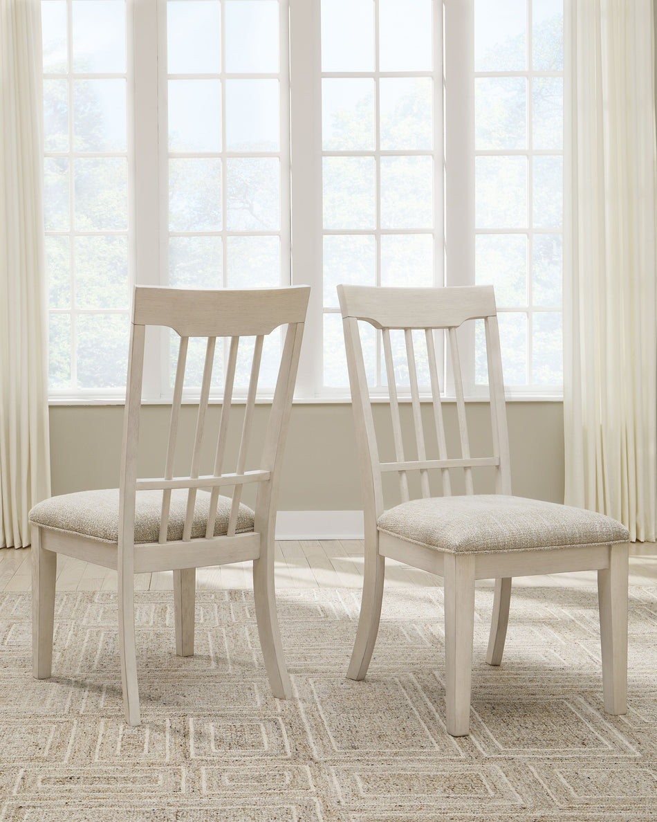 Shaybrock - Silla auxiliar tapizada para comedor en color blanco antiguo y marrón (juego de 2)