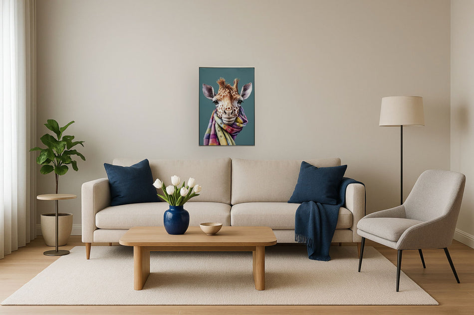 Whimsical Giraffe Chic - 21" x 29" Framed Wall Art