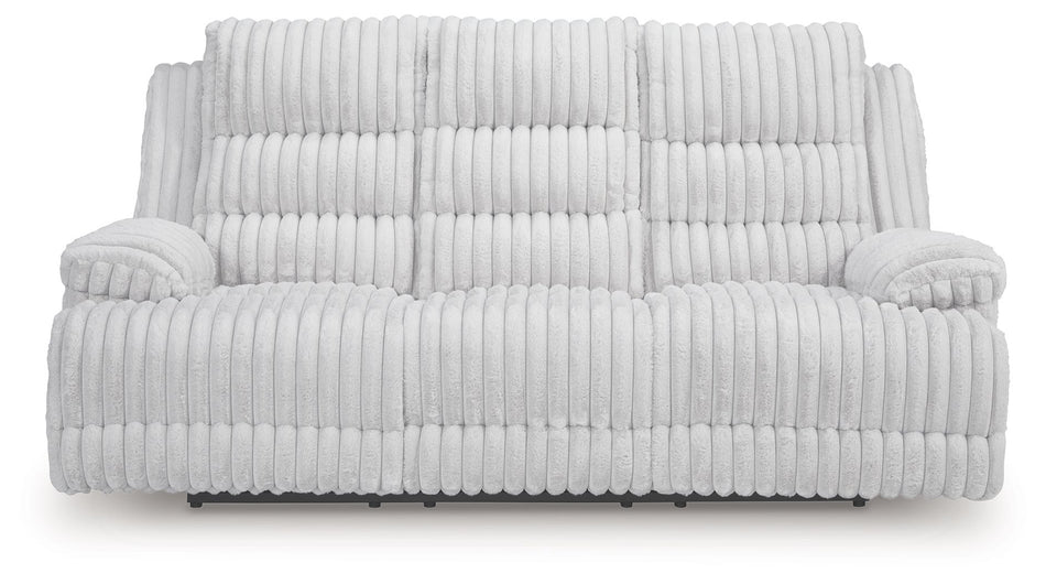 Rhines Falls - Reclining Power Sofa With Drop Down Table - Alloy