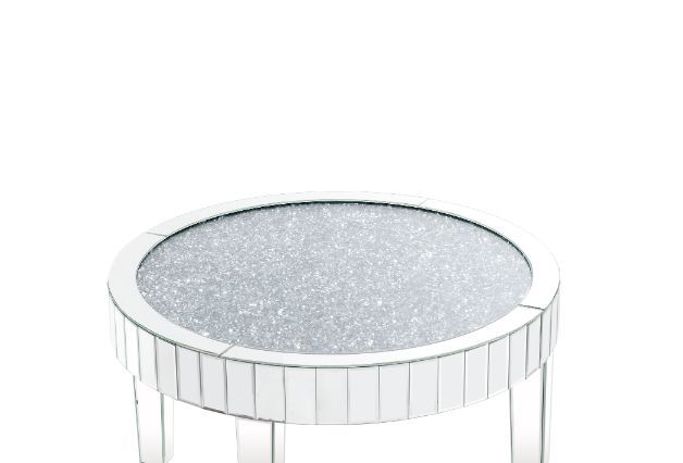 Mesa de centro Ornat con espejo y diamantes falsos, 18"