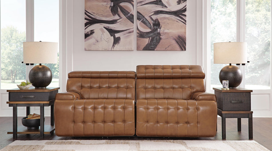 Temmpton - 2-Piece Power Reclining Sectional Loveseat - Chocolate