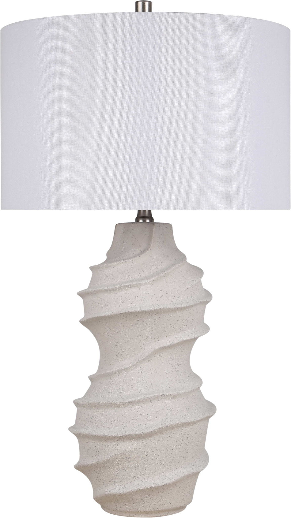 "Serenity Waves" Ceramic Table Lamp - Off White