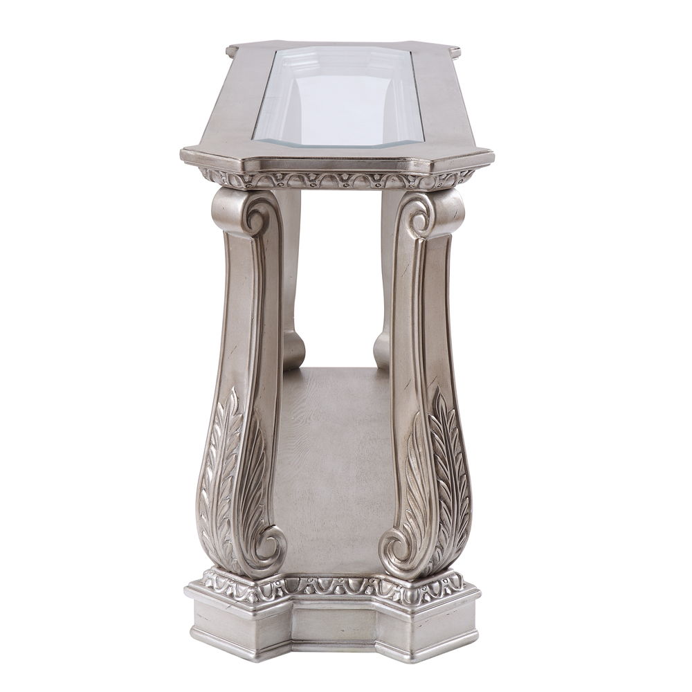 Northville - Mesa auxiliar - Plata antigua y vidrio transparente