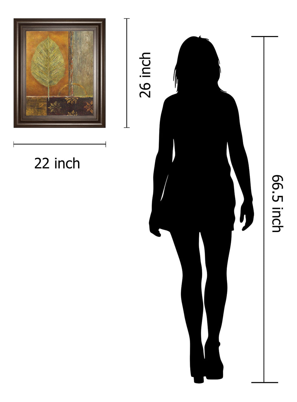 Copper Leaf By Viola Lee - Framed Print Wall Art - Dark Brown