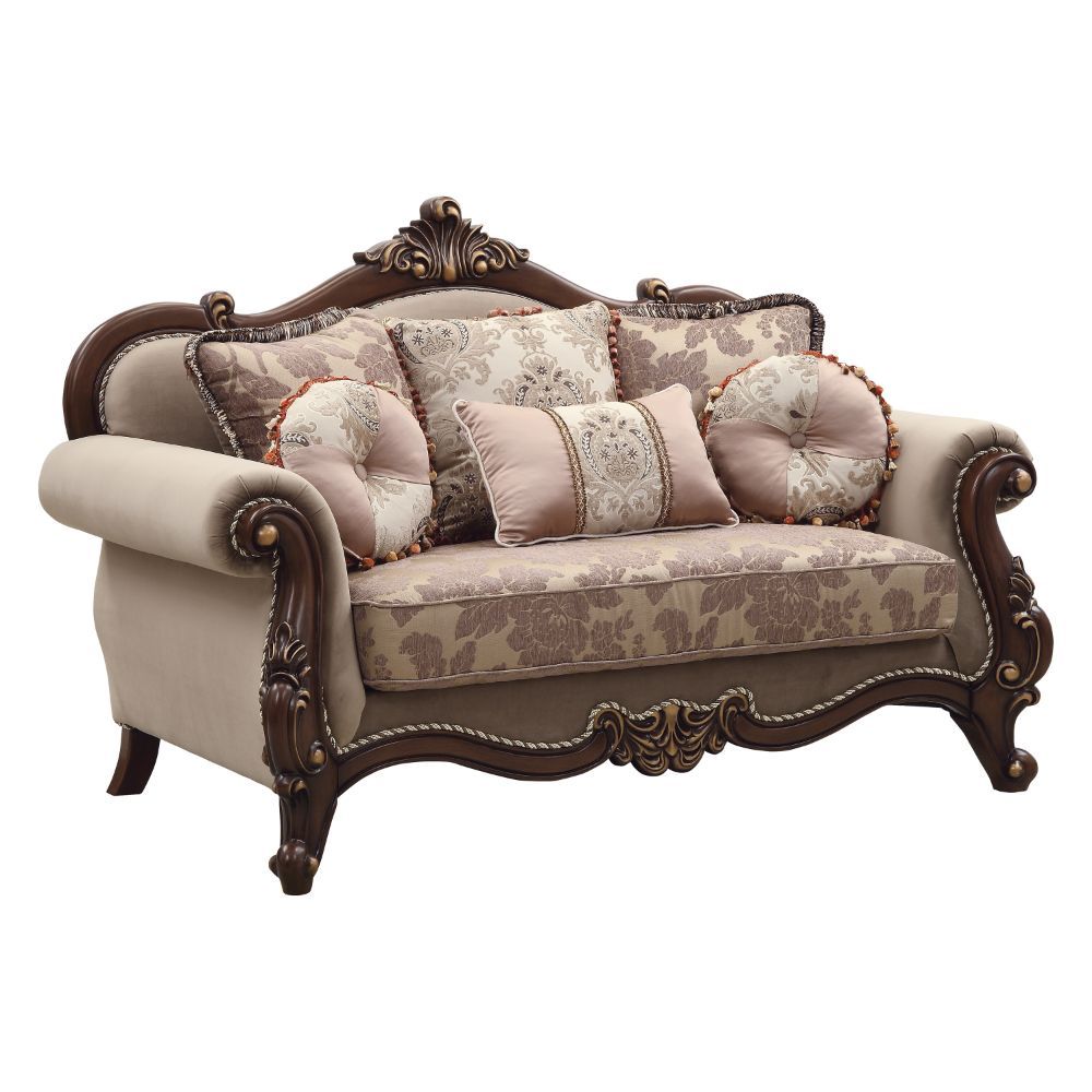 Mehadi - Loveseat - Terciopelo y nogal