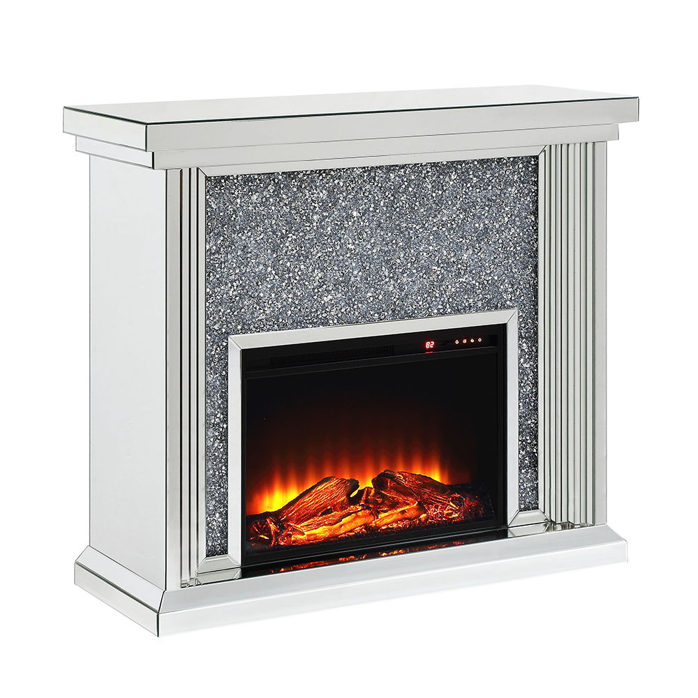 Noralie - Chimenea - Espejo y diamantes de imitación - 40"