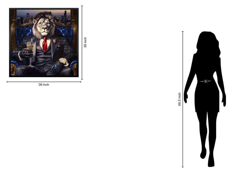 Regal Lion's Toast - 35" x 35" Framed Wall Art