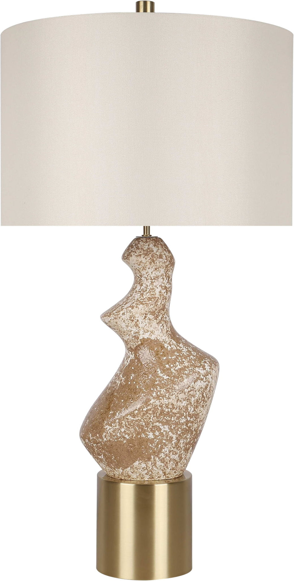 "Sculptural Serenity" Ceramic Table Lamp (Set of 2) - Stone / Soft Gold