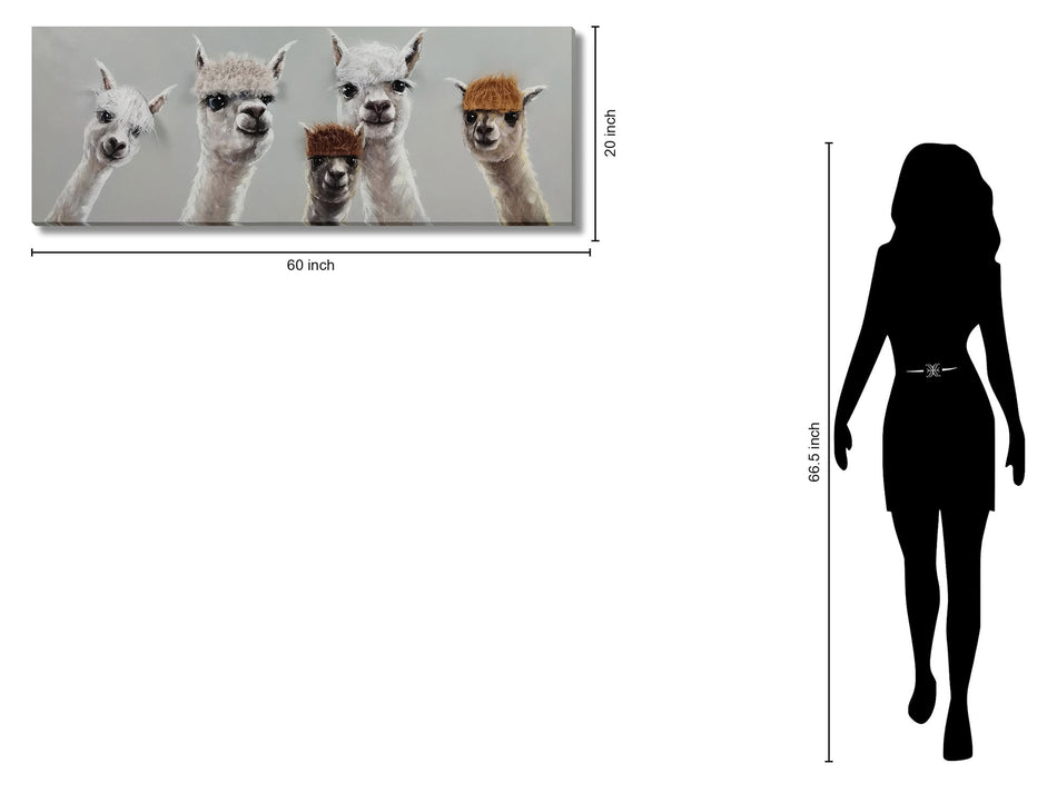 Whimsical Llama Lineup - 20" x 60" Framed Wall Art