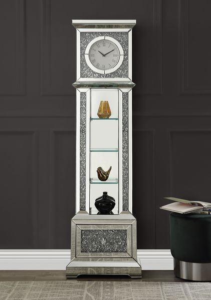 Noralie - Reloj de pie - Espejo y diamantes de imitación - Madera