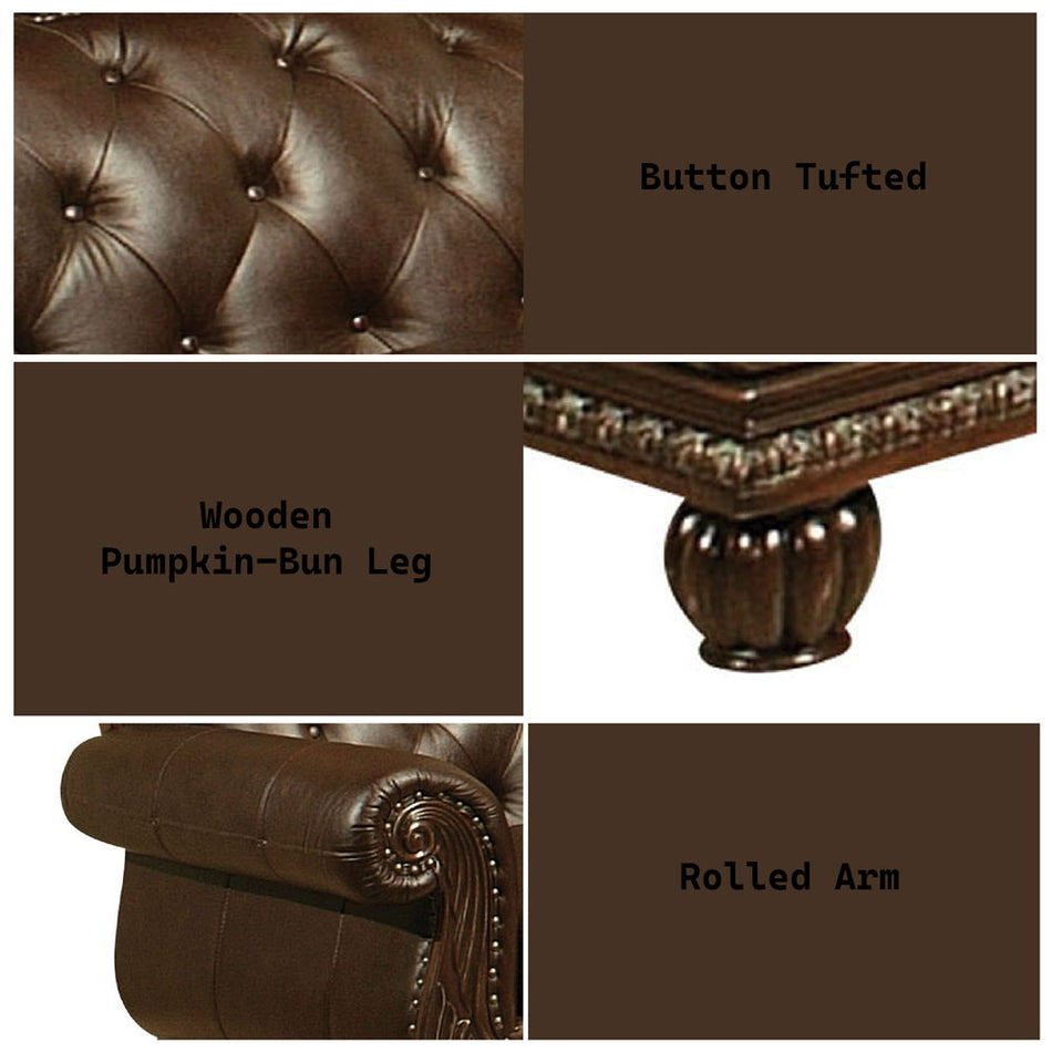 Anondale - Loveseat - Cuero de grano superior color espresso a juego