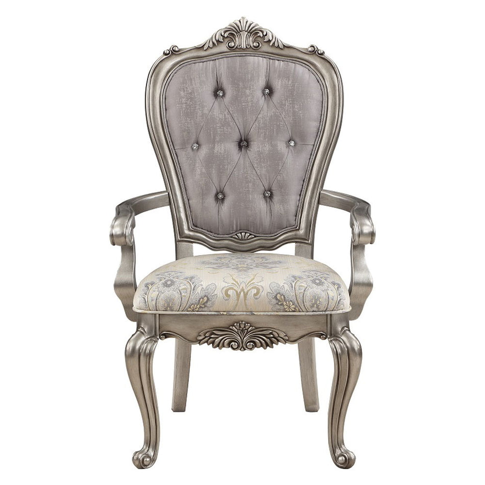 Ariadne - Arm Chair (Set of 2) - Velvet & Antique Platinum