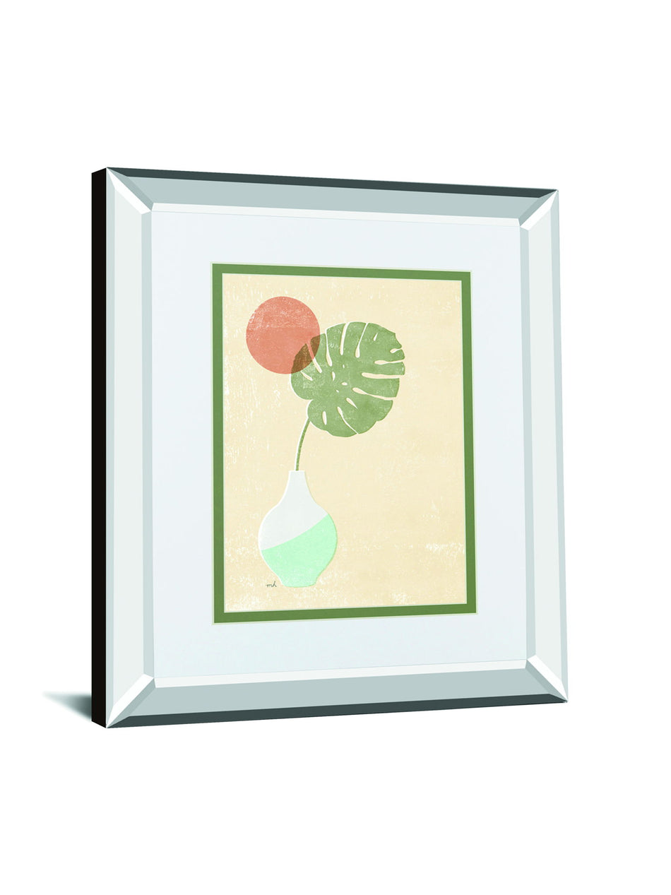 Sun Palm I Mint By Moira Hershey Mirrored Frame - Beige