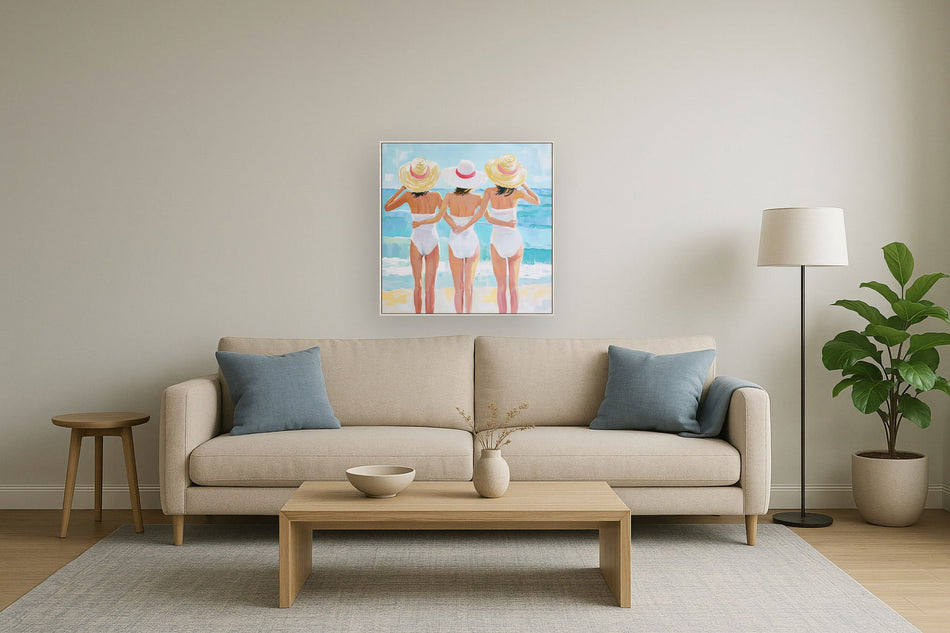 Seaside Sisterhood - 32" x 32" Framed Wall Art